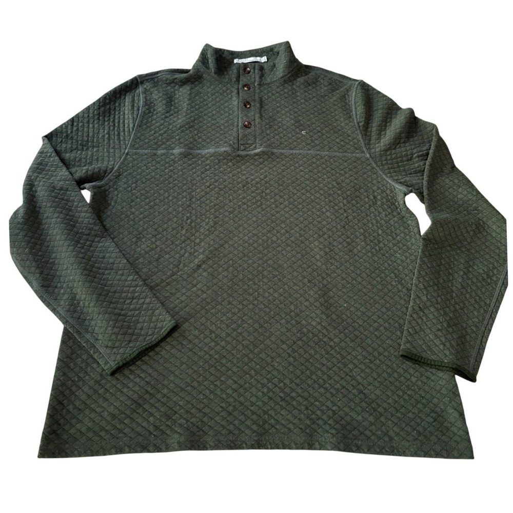 Criquet Mens Green Quilted‎ Pullover Sweatshirt Diamond Knit Mock Neck XXL